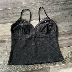 Victoria’s Secret Black Lace & Rhinestone Camisole Lingerie Top
